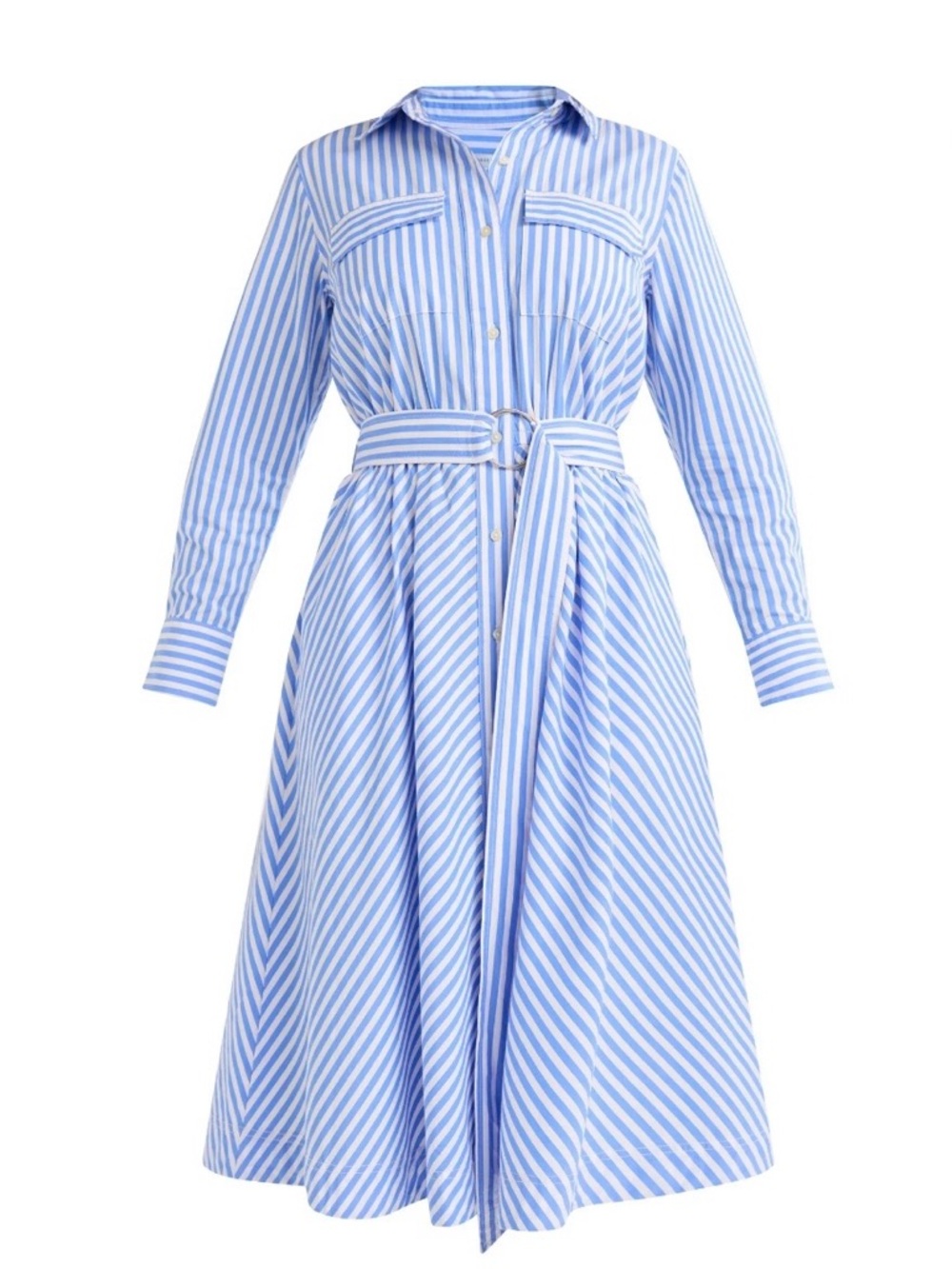 Free Assembly 💙 Belted Cotton Midi Dress for Women Blue Stripes